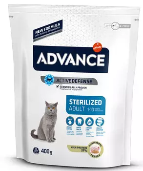 Сухой корм для кошек Advance Sterilized Turkey для стерилизованных с индейкой 0,4 кг