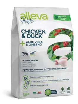 Сухой корм для кошек Alleva Holistic Adult с курицей и уткой 1,5 кг