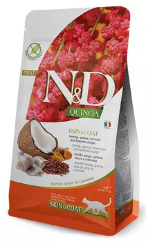 Сухой корм для кошек Farmina N&amp;D Quinoa Skin &amp; Coat беззерновой с сельдью и киноа 5 кг