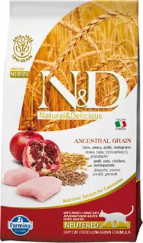 Сухой корм для кошек Farmina N&amp;D Ancestral Grain Neutered низкозерновой с курицей и гранатом 0,3 кг