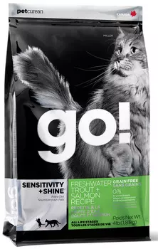Сухой корм для кошек Go! Sensitivity + Shine Trout&amp;Salmon Cat Recipe Grain Free 7,26 кг