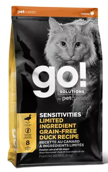 Сухой корм для кошек Go! Sensitivity + Shine Duck Cat Recipe Limited Ingredient Diet Grain Free 7,26 кг