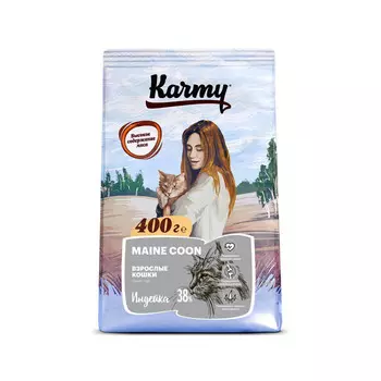 Сухой корм для кошек Karmy с индейкой для Мэйн Кунов 0,4 кг