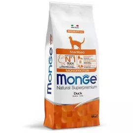 Сухой корм для кошек Monge Cat Monoprotein Sterilised для стерилизованных с уткой 10 кг