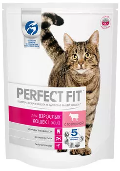 Сухой корм для кошек Perfect Fit Adult с говядиной 0,65 кг