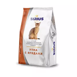 Сухой корм для кошек Sirius Утка с ягодами 1,5 кг
