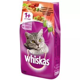 Сухой корм для кошек Whiskas Подушечки со сметаной и овощами Аппетитное ассорти с говядиной и кроликом 0,35 кг