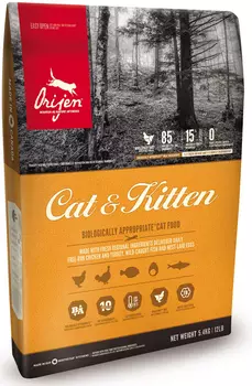 Сухой корм для котят Orijen Cat/Kitten 85/15 17 кг