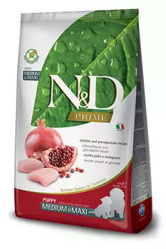 Сухой корм для щенков Farmina N&amp;D Prime Puppy Medium&amp;Maxi беззерновой с курицей и гранатом 12 кг