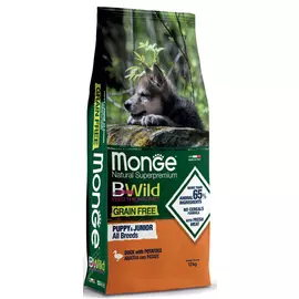 Сухой корм для щенков Monge BWild Grain Free Puppy&amp;Junior с уткой и картофелем 12 кг