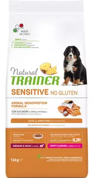 Сухой корм для щенков Trainer Natural Sensitive No Gluten Puppy Medium&amp;Maxi Salmon 12 кг