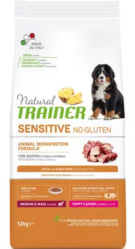 Сухой корм для щенков Trainer Sensitive No Gluten Puppy&amp;Junior Medium/Maxi Duck 12 кг