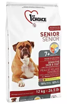 Сухой корм для собак 1st Choice Senior 7+ Sensitive Skin &amp; Coat 12 кг