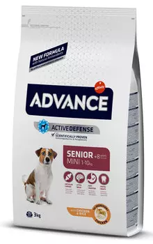 Сухой корм для собак Advance Mini Senior для пожилых собак маленьких пород с курицей и рисом 3 кг