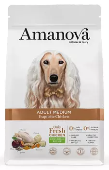 Сухой корм для собак Amanova Adult Medium с изысканной курочкой для средних пород 12 кг