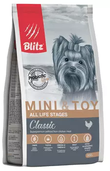 Сухой корм для собак Blitz Adult Mini &amp; Toy Breeds 0,5 кг