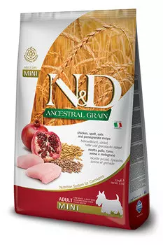 Сухой корм для собак Farmina N&amp;D Ancestral Grain Adult Mini низкозерновой с курицей и гранатом 7 кг