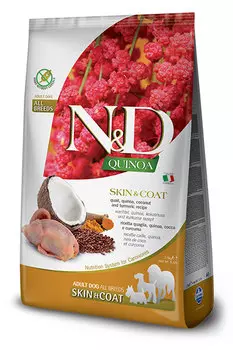 Сухой корм для собак Farmina N&amp;D Quinoa Skin &amp; Coat беззерновой с перепелом и киноа 7 кг