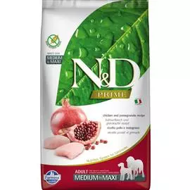 Сухой корм для собак Farmina N&amp;D Prime Adult Medium&amp;Maxi беззерновой с курицей и гранатом 12 кг