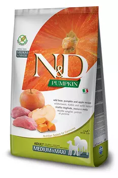 Сухой корм для собак Farmina N&amp;D Pumpkin Adult Medium &amp; Maxi беззерновой с кабаном, яблоком и тыквой 12 кг