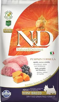 Сухой корм для собак Farmina N&amp;D Pumpkin Adult Mini беззерновой с ягненком, черникой и тыквой 0,8 кг