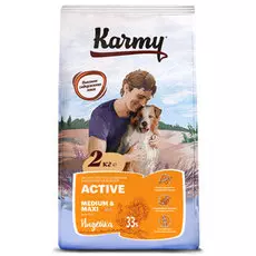Сухой корм для собак Karmy с индейкой для подверженных повышенным физическим нагрузкам 15 кг