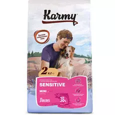 Сухой корм для собак Karmy с лососем для маленьких пород с чувствительным пищеварением 15 кг