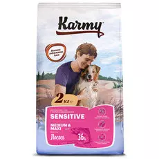 Сухой корм для собак Karmy с лососем для средних и крупных пород с чувствительным пищеварением 15 кг