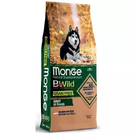 Сухой корм для собак Monge BWild Grain Free с лососем и горохом 12 кг