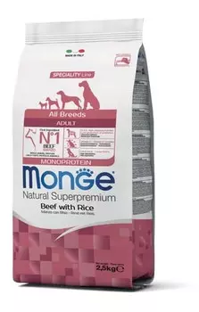 Сухой корм для собак Monge Dog Monoprotein All Breeds Beef and Rice говядина с рисом 2,5 кг