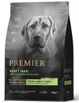 Сухой корм для собак Premier Adult с ягненком и индейкой для крупных пород 3 кг