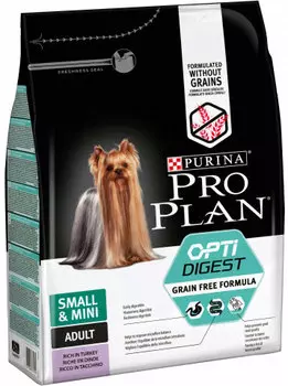 Сухой корм для собак Purina Pro Plan Grain Free для мелких пород с чувствительным пищеварением с индейкой 2,5 кг
