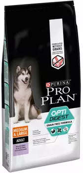 Сухой корм для собак Purina Pro Plan Grain Free для средних пород с чувствительным пищеварением с индейкой 12 кг