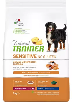 Сухой корм для собак Trainer Sensitive No Gluten Medium&amp;Maxi Adult Salmon для крупных и средних пород с лососем 3 кг