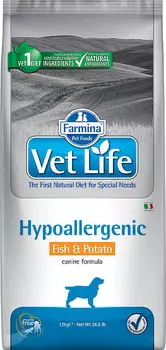 Сухой корм Farmina VET LIFE Canine Hypoallergenic Fish&amp;Potato диета для собак 12 кг