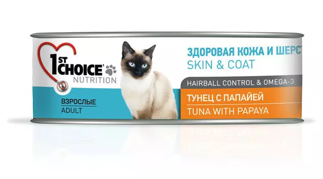 Влажный корм для кошек 1st Choice Skin&amp;Coat Тунец с Папайей 0,085 кг