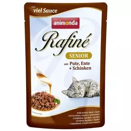 Влажный корм для кошек Animonda Rafine Soupe Senior пауч коктейль из индейки утки и ветчины для пожилых 0,1 кг