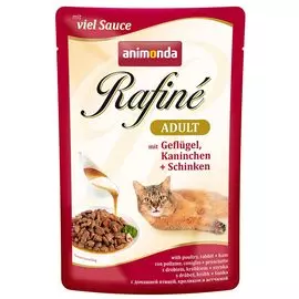 Влажный корм для кошек Animonda Rafine Soupe Adult пауч коктейль из мяса птицы кролика и ветчины 0,1 кг