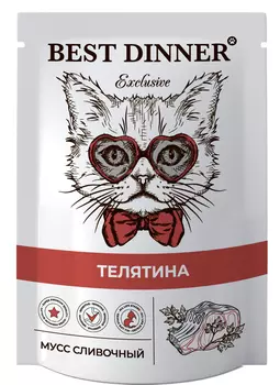 Влажный корм для кошек Best Dinner Exclusive Мусс сливочный c телятиной 0,085 кг