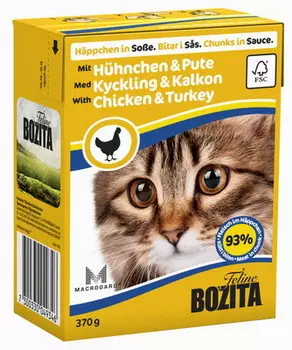 Влажный корм для кошек Bozita Feline Chicken&amp;Turkey кусочки в соусе 0,37 кг