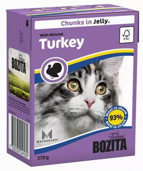 Влажный корм для кошек Bozita Feline Minced Turkey кусочки в желе 0,37 кг