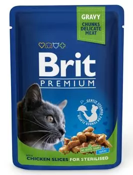 Влажный корм для кошек Brit Chicken Slice For Sterilized 0,1 кг