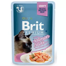 Влажный корм для кошек Brit Gravy Salmon Filletsfor Sterilised 0,085 кг