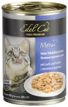 Влажный корм для кошек Edel Cat нежные кусочки в соусе с лососем и форелью 0,4 кг