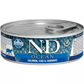 Влажный корм для кошек Farmina N &amp; D Ocean Salmon, Cod &amp; Shrimp с лососем, треской и креветками 0,08 кг