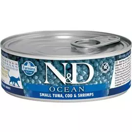 Влажный корм для кошек Farmina N &amp; D Ocean Tuna, Cod &amp; Shrimp с тунцом, треской и креветками 0,08 кг