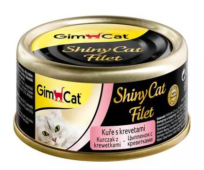 Влажный корм для кошек Gimborn GimCat ShinyCat Filet с цыпленком и креветками 0,07 кг