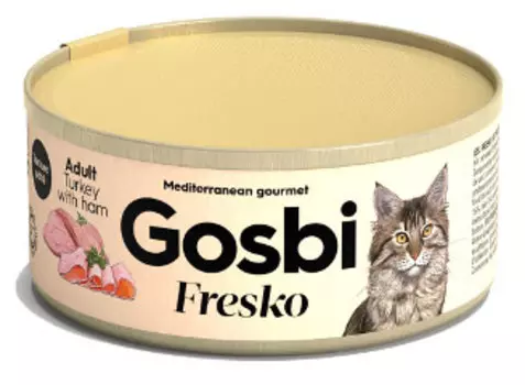 Влажный корм для кошек Gosbi Fresko Adult Turkey With Ham с индейкой и ветчиной 0,07 кг