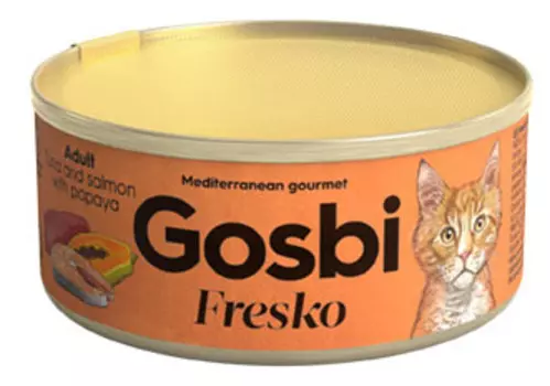 Влажный корм для кошек Gosbi Fresko Adult Tuna And Salmon With Papaya с тунцом, лососем и папаей 0,07 кг