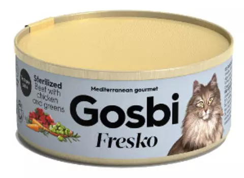 Влажный корм для кошек Gosbi Fresko Sterilized Beef With Chicken And Greens с говядиной, курицей и зеленью 0,07 кг